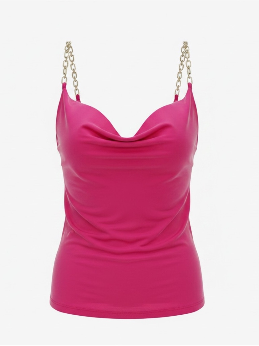 Fuchsia Chain-Strap Cowl Neck Women's Top